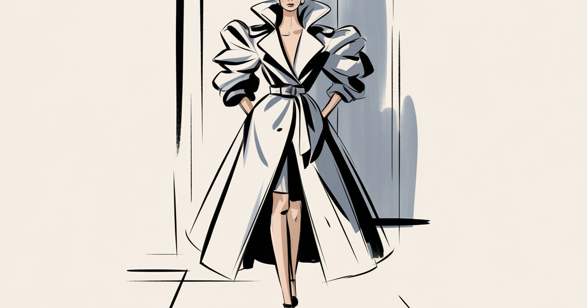 Fashion illustration of a going-out coat