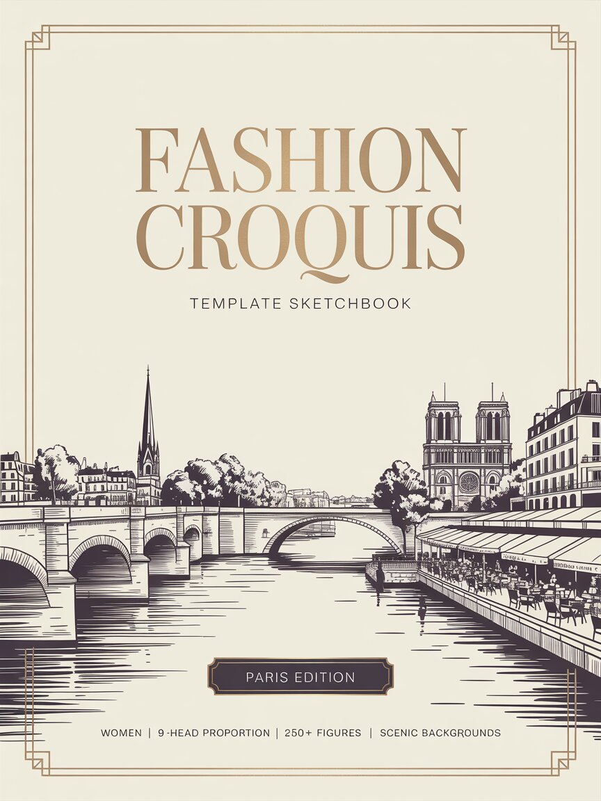 Fashion Croquis Template Sketchbook: Paris Edition — Book Cover