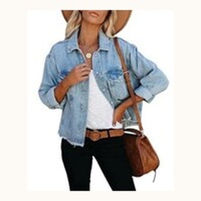 Frayed cropped denim jacket