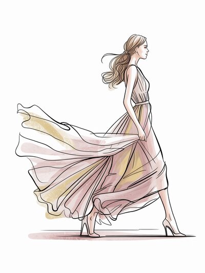 Drawing movement and fabric flow in fashion illustration